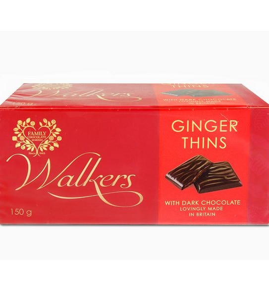 Walkers Chocolates Of London Luxury Chocolate Gingers Thins 150g