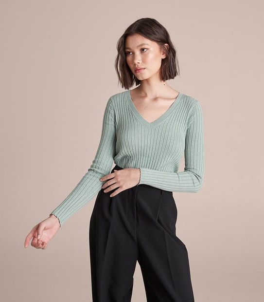 Iris Setlakwe - Basic V Neck Ribbed Knit Tank Top main image 0