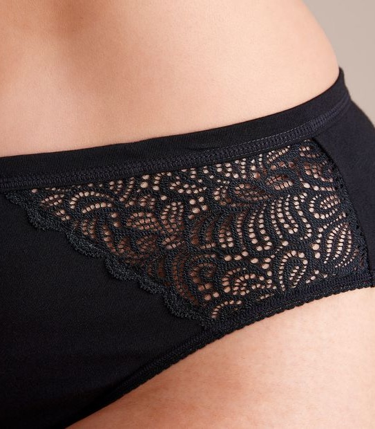 Fuller Figure Organic Cotton and Lace High Cut Briefs; Style: LHF27842