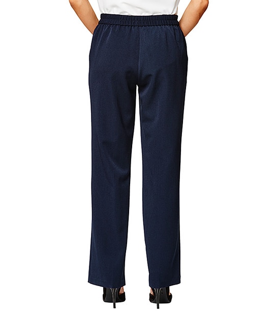 Elastic Waist Wide Leg Pants - Navy