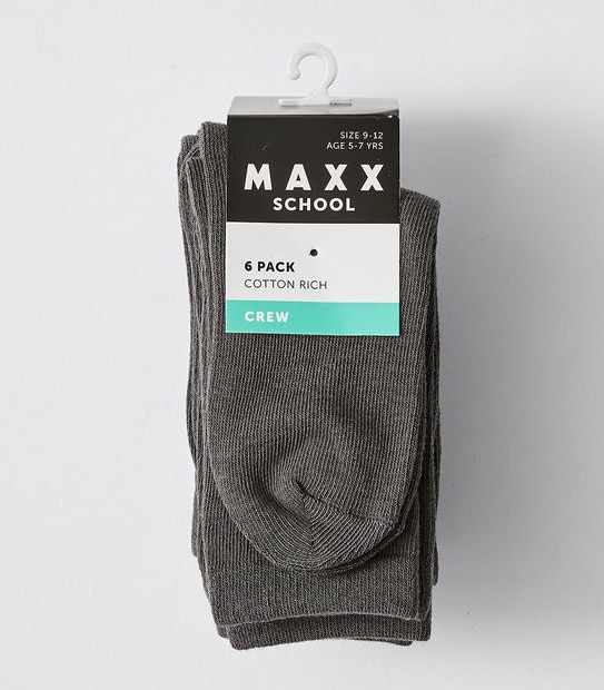 6 Pack Maxx Crew School Socks