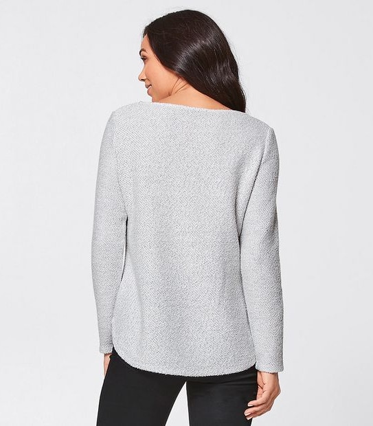 Slash Neck Boucle Jumper - Grey/Black Fleck