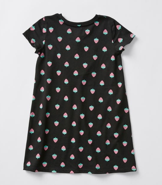 Short Sleeve Strawberry T-Shirt Dress