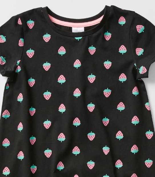 Short Sleeve Strawberry T-Shirt Dress