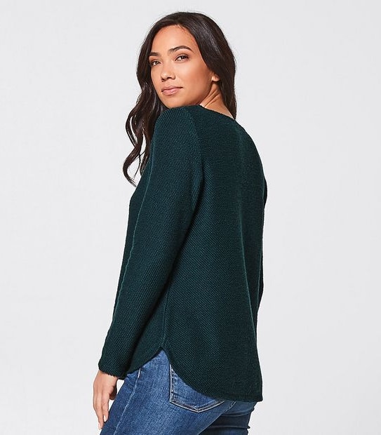 Slash Neck Boucle Jumper - Dark Green/Black Fleck