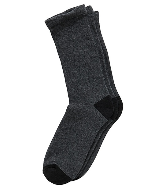 3 Pack Loose Top Cushion Foot Socks - Charcoal
