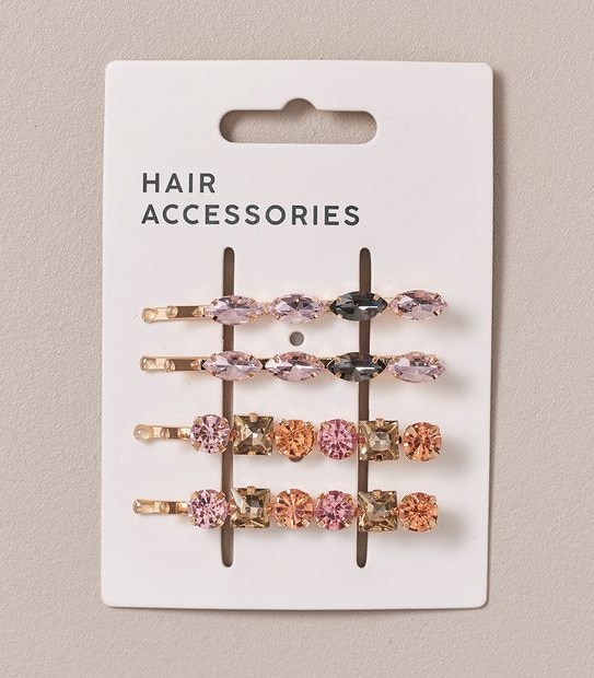 4 Pack Multi Crystal Hair Slides