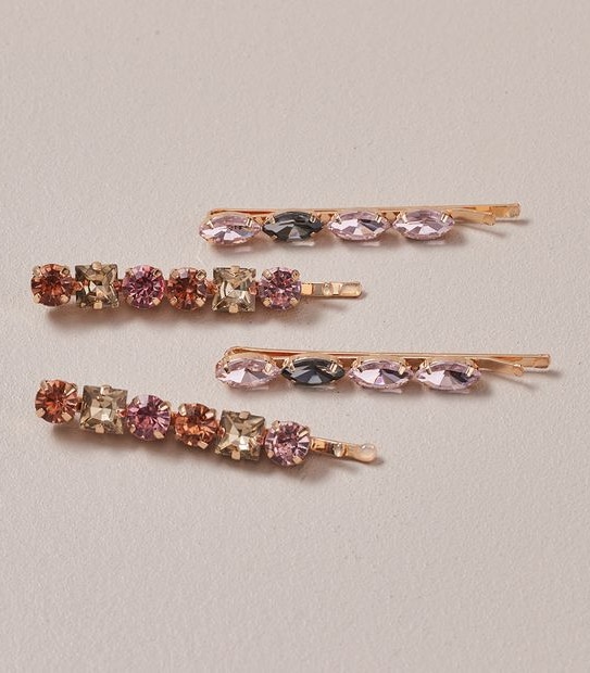 4 Pack Multi Crystal Hair Slides