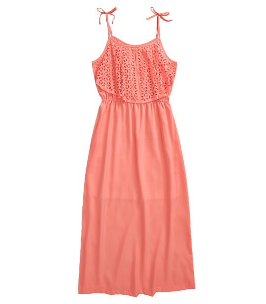 Girls' Laser Cut Maxi Dress - Pink