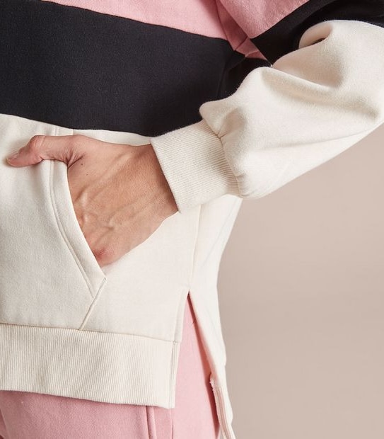 Active Oversized Fleece Spliced Hoodie