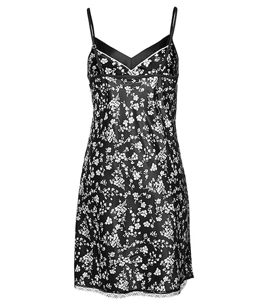 Satin Chemise - Floral Black