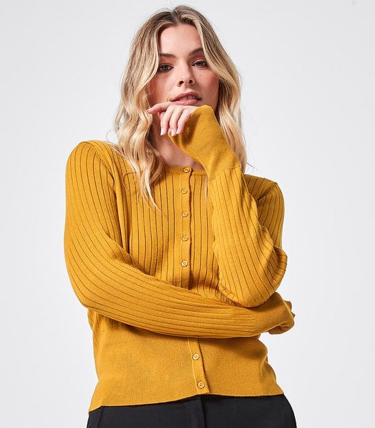 Preview Ribbed Crew Neck Cardigan