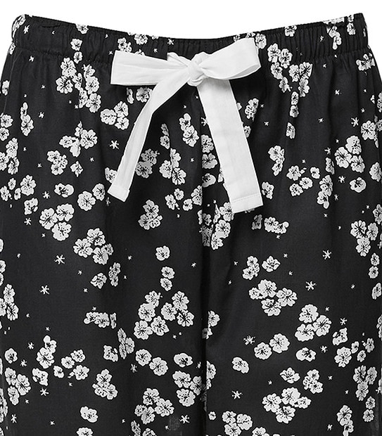 Floral 3/4 Pyjama Pants - Black