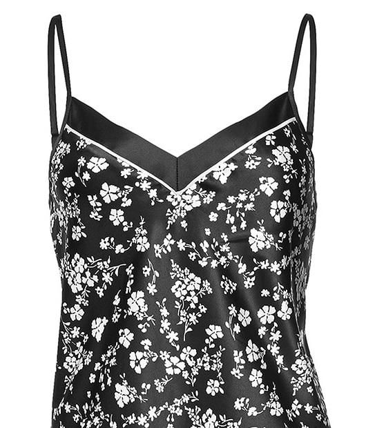 Satin Chemise - Floral Black