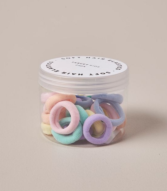 24 Pack Tub Soft Hair Elastics - Multi