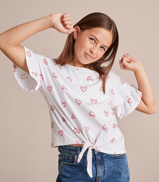 Candy Cane Tie Front T-shirt