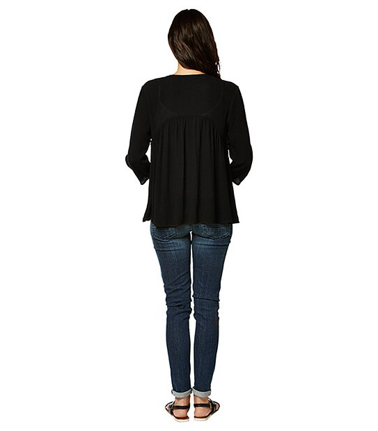 Life & Style Embroidered Top - Black