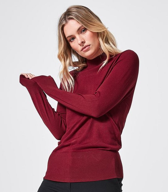 Preview Mock Turtle Neck Jumper - Red