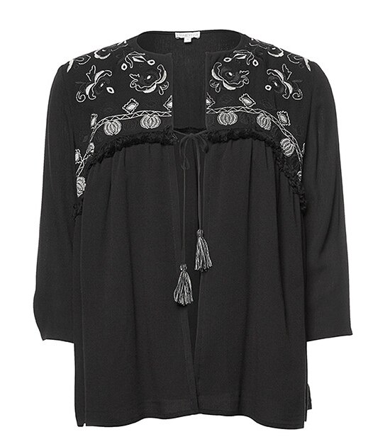 Life & Style Embroidered Top - Black