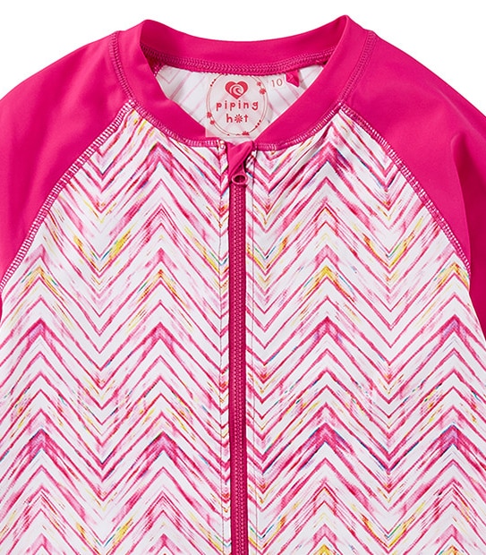 Girls' Piping Hot Long Sleeve Zip Front Rash Vest