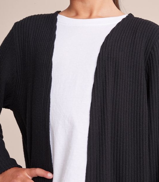 Longline Rib Knit Cardigan