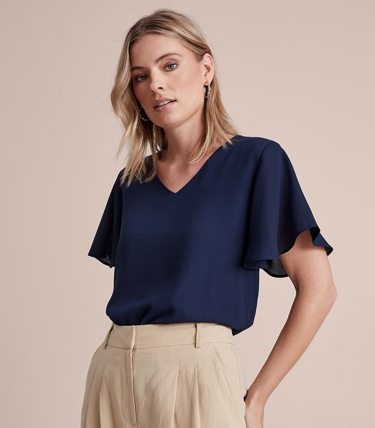 Preview Elly V-Neck Woven Shell Blouse