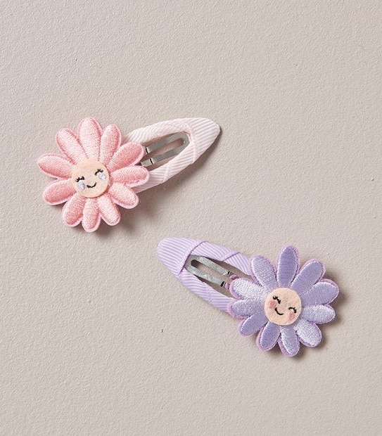 2 Pack Flower Snap Hair Clips