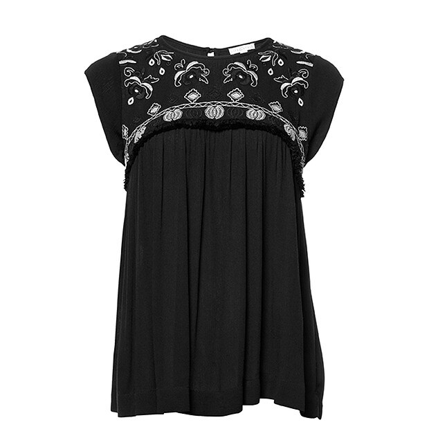 Life & Style Embroidered Top Black Target Australia