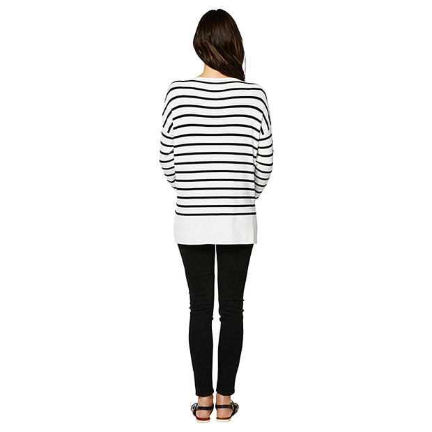 Tie Front Jumper Black / White Target Australia