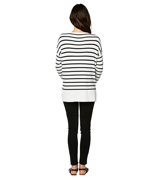 Tie Front Jumper - Black / White