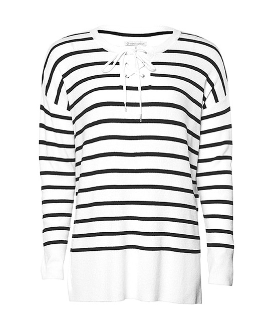 Tie Front Jumper - Black / White