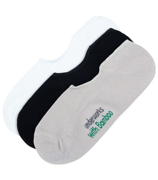 Underworks 3 Pack Bamboo Sneaker No Show Socks