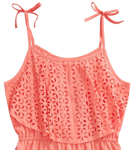 Girls' Laser Cut Maxi Dress - Pink