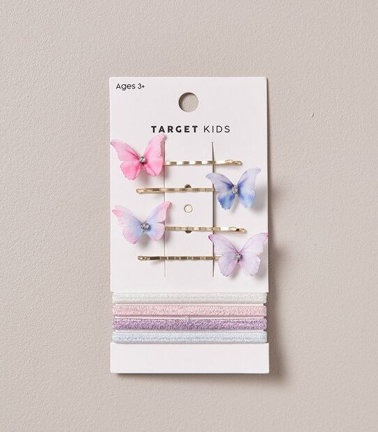 8 Pack Butterfly Hair Clip and Elastics Pack
