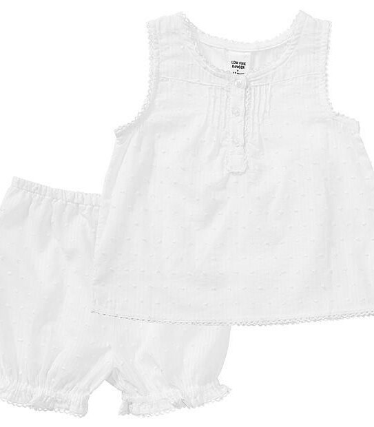 Baby Sleeveless Poplin Pyjama Set - White