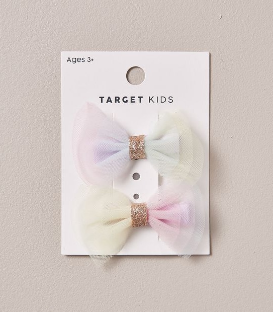 2 Pack Tulle Bow Snap Hair Clips Target Australia