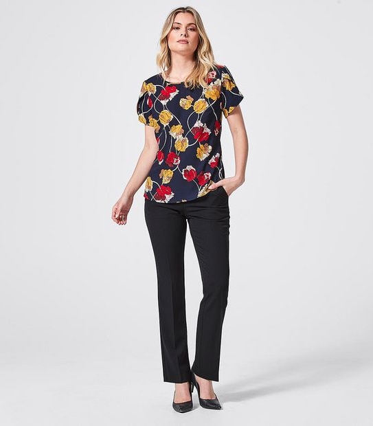 Preview Evie Tulip Sleeve Blouse - Linear Tulip Blue