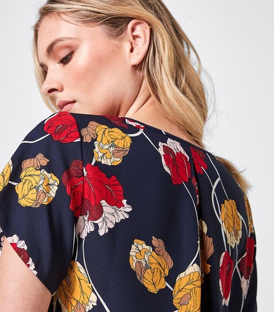 Preview Evie Tulip Sleeve Blouse - Linear Tulip Blue