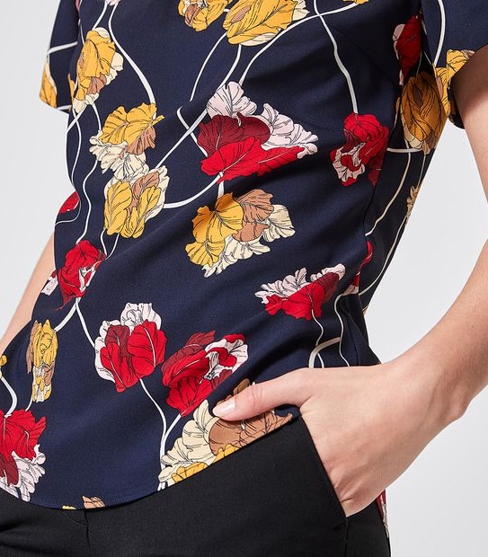 Preview Evie Tulip Sleeve Blouse - Linear Tulip Blue