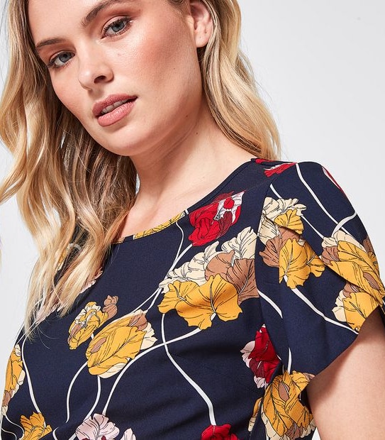Preview Evie Tulip Sleeve Blouse - Linear Tulip Blue