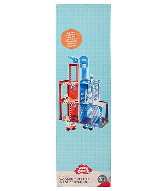Young Ones My First Wooden 2-In-1 Fire & Police Station