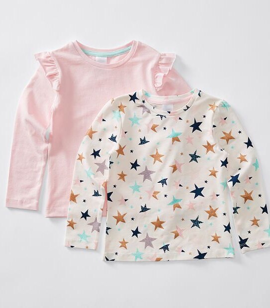 2 Pack Long Sleeve Plain & Print TShirt Target Australia