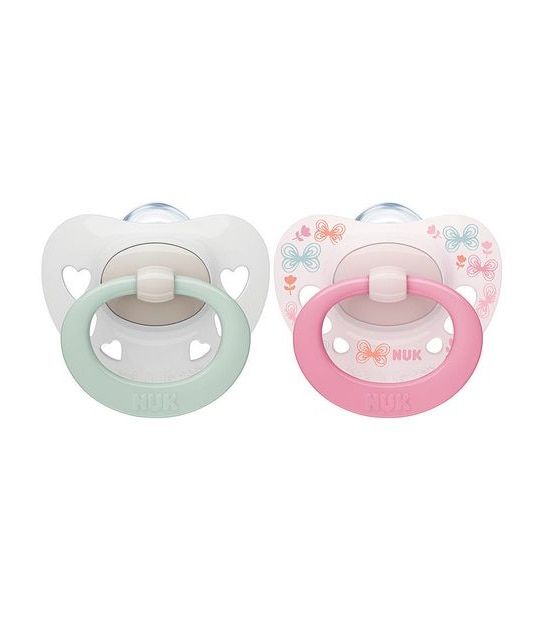 NUK Signature Silicone Soother - 2 Pack - 0-6months - Assorted*