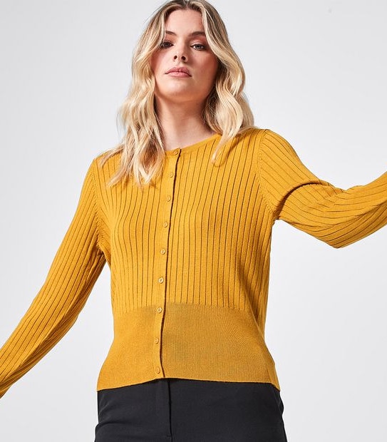 Preview Ribbed Crew Neck Cardigan