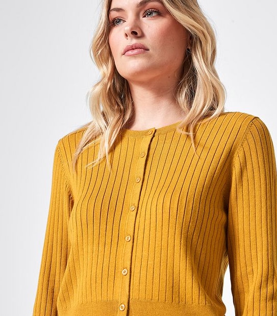 Preview Ribbed Crew Neck Cardigan