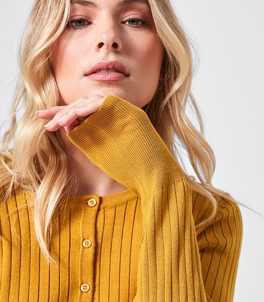 Preview Ribbed Crew Neck Cardigan