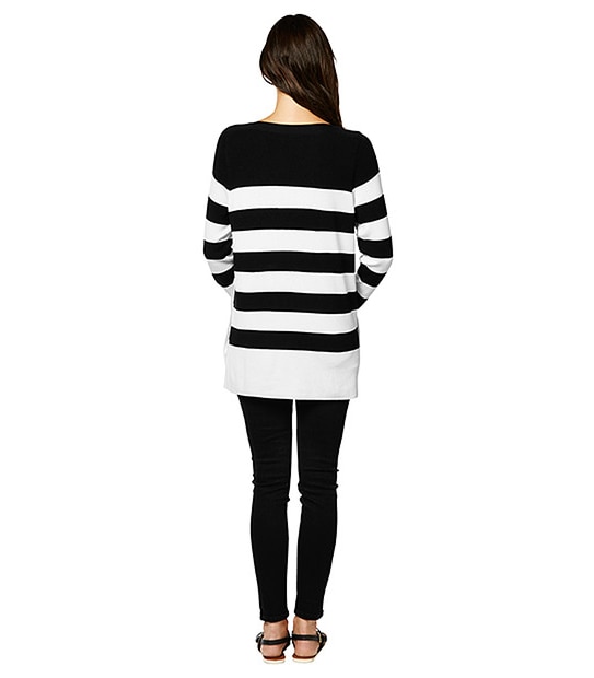 Hi-Low Jumper - Black / White Stripe