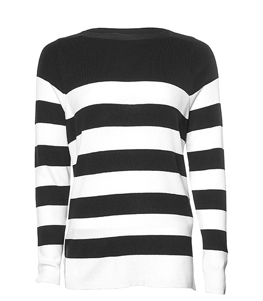 Hi-Low Jumper - Black / White Stripe