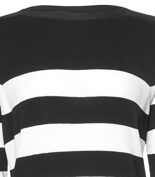 Hi-Low Jumper - Black / White Stripe