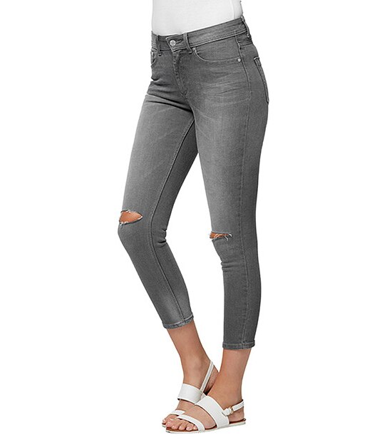 Skinny Leg Crop Jeans - Grey